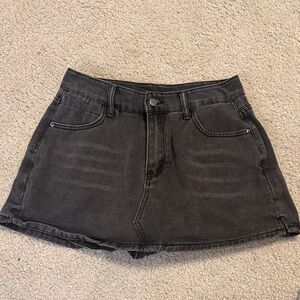Black Denim Mini Skort